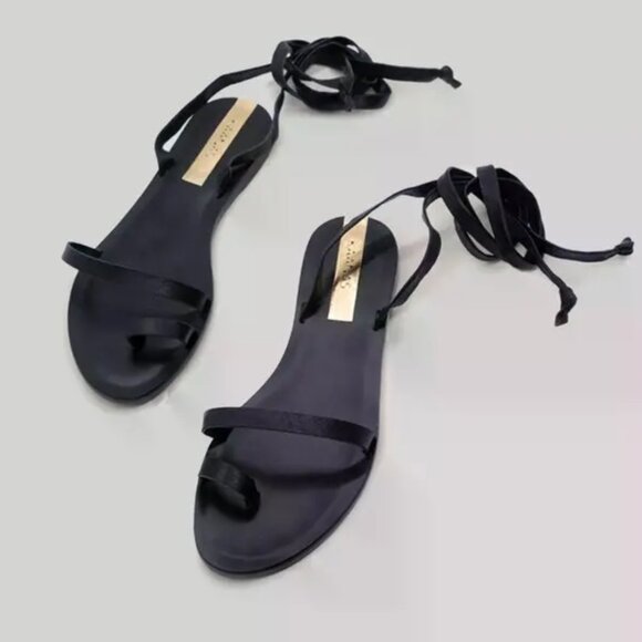 Kaanas Lingham Wrap Sandal In Onyx - Picture 1 of 8